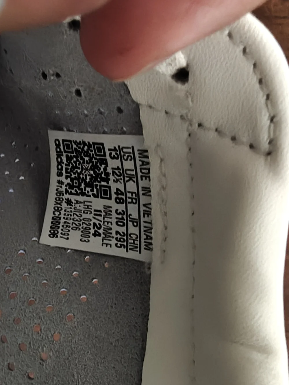 size 13 Adidas Men's Barreda Decode White and Gray Perforated Leather Sneakers